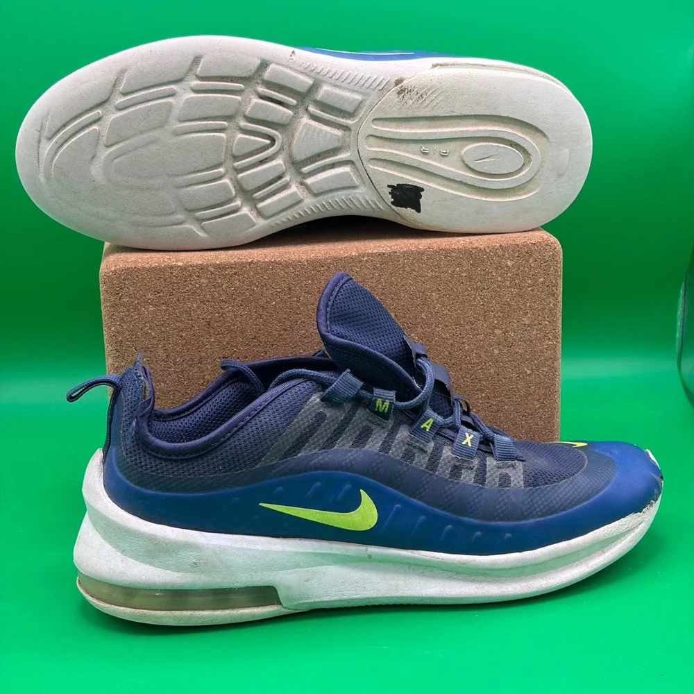 Nike Air Max Axis Sneakers Kids 6Y Midnight Navy Volt Blue White Athletic Shoes